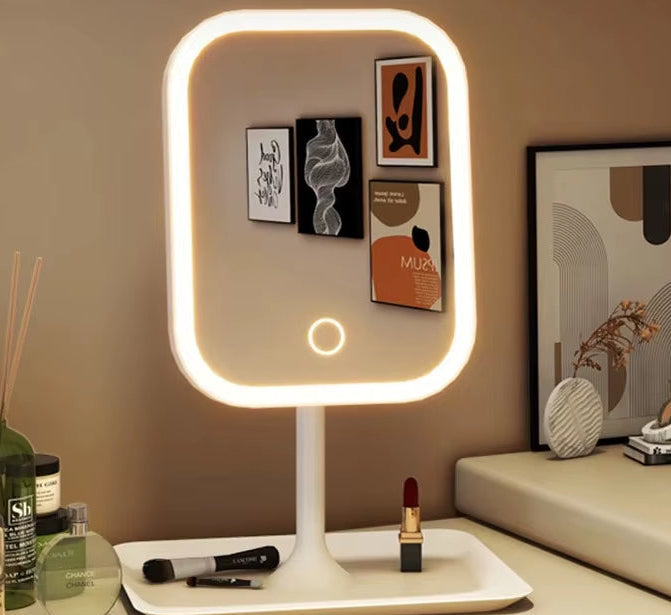 New 3 Colors Dimmable Lights Rechargeable LED Vanity Mirror - Touch Control Portable Cosmetic Mirror for Home Travel