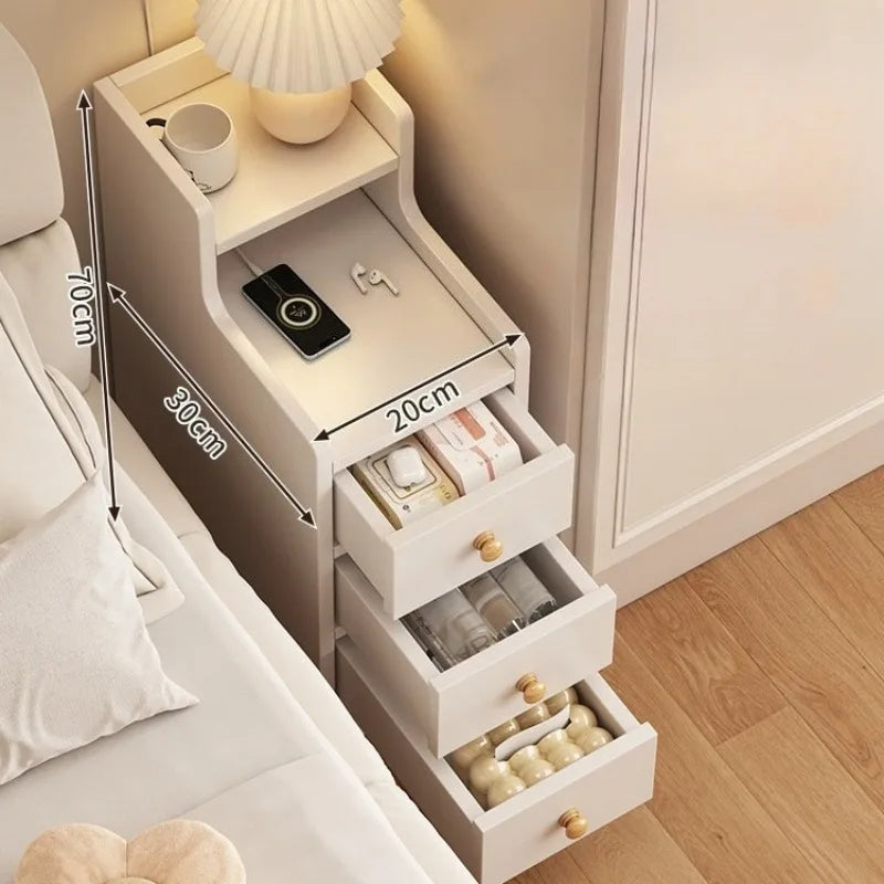 Bedside Table Household Bedroom Extremely Narrow Bedside Seam Rack 20CM Wide Mini Narrow Cabinet Bedside Side Low Cabinet