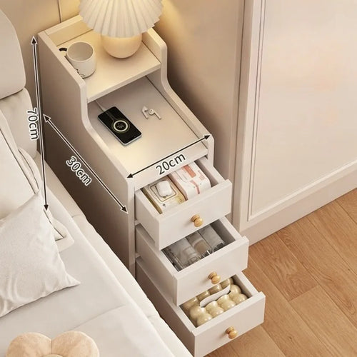 Bedside Table Household Bedroom Extremely Narrow Bedside Seam Rack 20CM Wide Mini Narrow Cabinet Bedside Side Low Cabinet