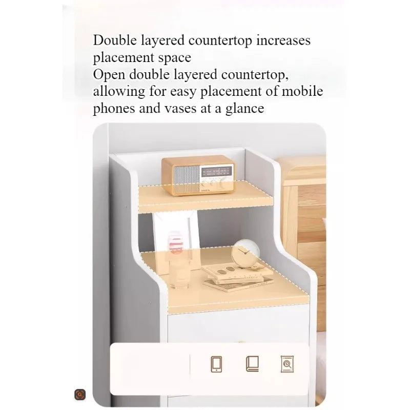 Bedside Table Household Bedroom Extremely Narrow Bedside Seam Rack 20CM Wide Mini Narrow Cabinet Bedside Side Low Cabinet