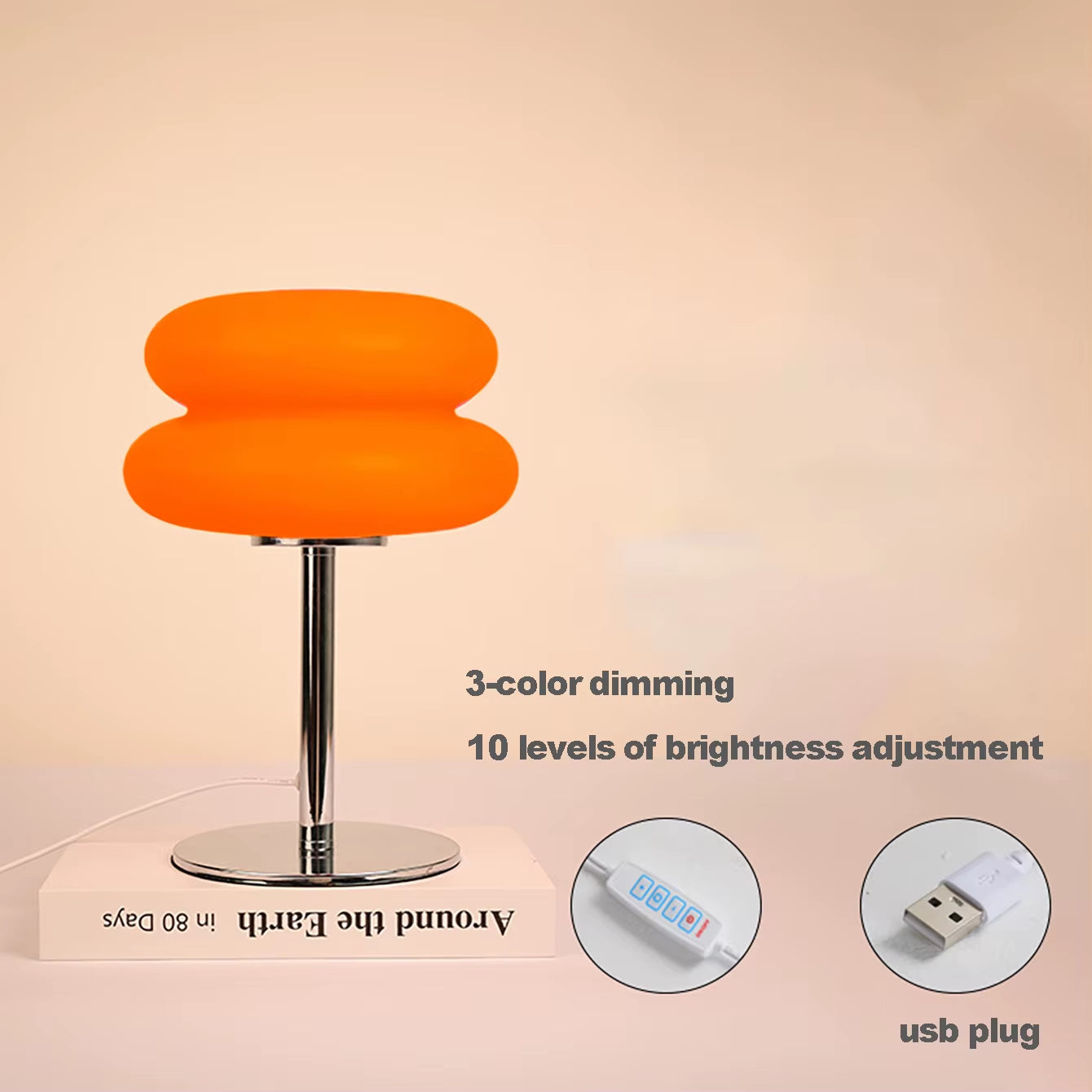 Bauhaus Table Lamp Plastic Lampshade Bedroom Bedside Living Room Nordic Mushroom Lamp 9-Level Brightness Dimming Ambient Light