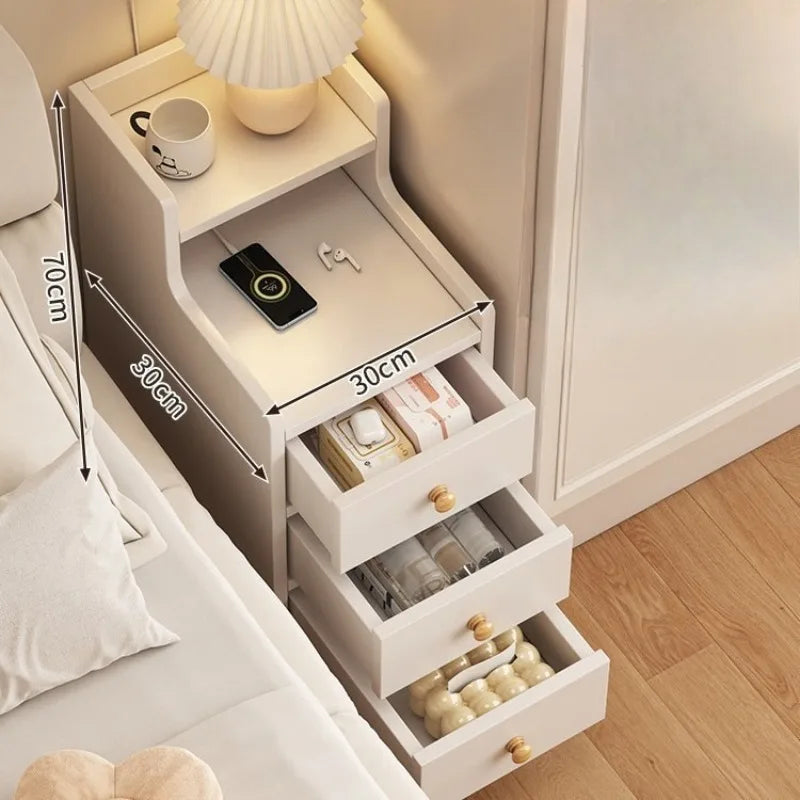 Bedside Table Household Bedroom Extremely Narrow Bedside Seam Rack 20CM Wide Mini Narrow Cabinet Bedside Side Low Cabinet