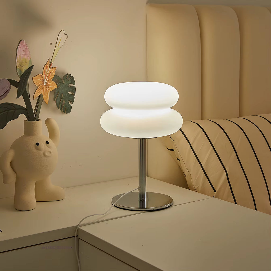 Bauhaus Table Lamp Plastic Lampshade Bedroom Bedside Living Room Nordic Mushroom Lamp 9-Level Brightness Dimming Ambient Light