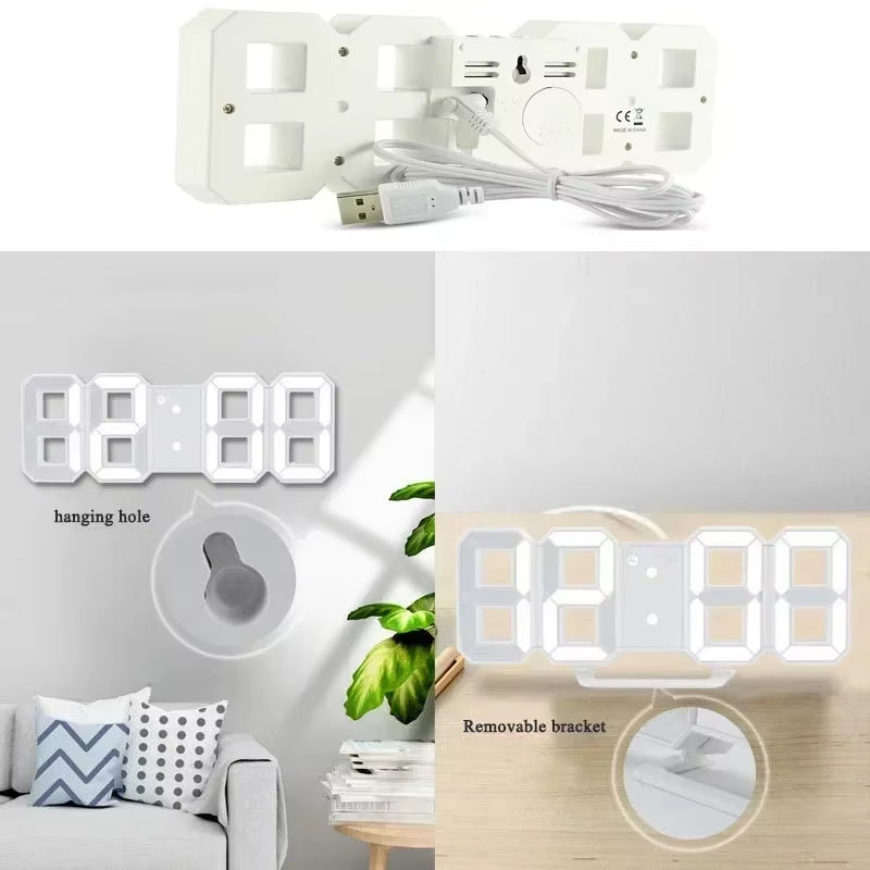 Digital Desktop Clock Wall-Mounted Decorative Electronic Desk Clock with Adjustable Luminous Mode Digital Alarm Clocks Table Led