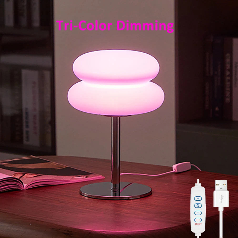 Bauhaus Table Lamp Plastic Lampshade Bedroom Bedside Living Room Nordic Mushroom Lamp 9-Level Brightness Dimming Ambient Light