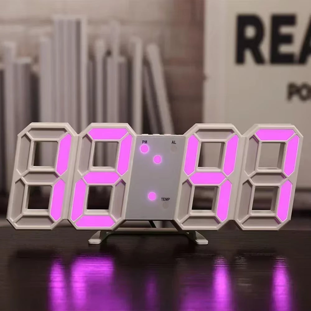 Digital Desktop Clock Wall-Mounted Decorative Electronic Desk Clock with Adjustable Luminous Mode Digital Alarm Clocks Table Led