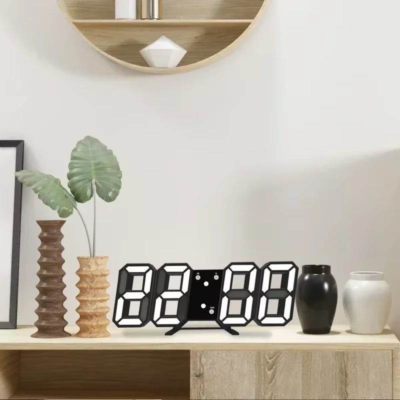 Digital Desktop Clock Wall-Mounted Decorative Electronic Desk Clock with Adjustable Luminous Mode Digital Alarm Clocks Table Led
