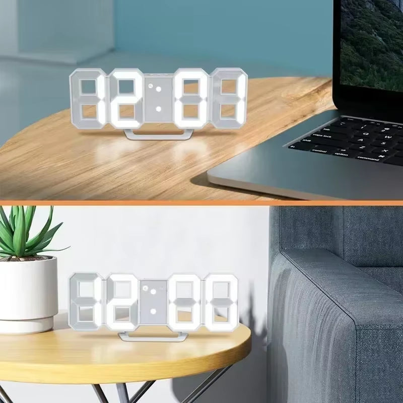 Digital Desktop Clock Wall-Mounted Decorative Electronic Desk Clock with Adjustable Luminous Mode Digital Alarm Clocks Table Led