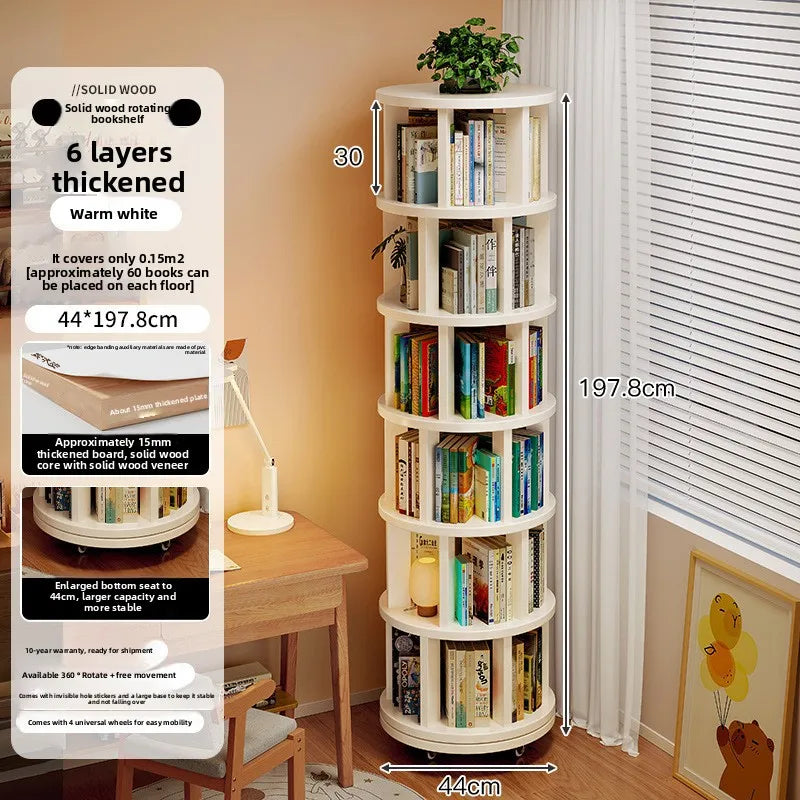 Solid Wood Rotating Bookshelf
