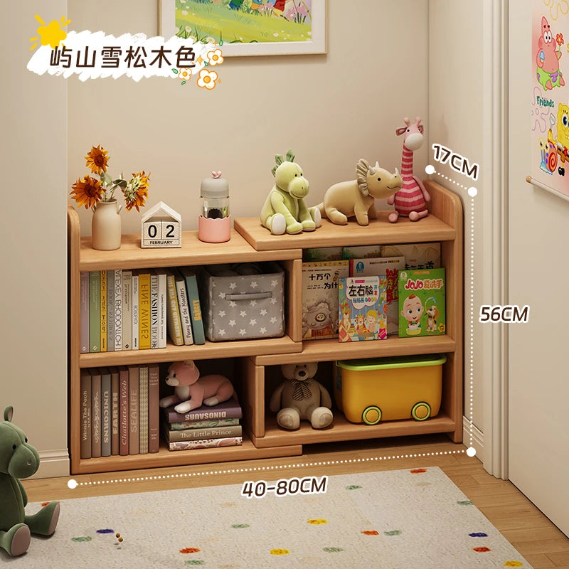 Solid Wood Bookshelf -Corner Storage Cabinet with Wall-Mounted Design Space-Saving Bookcase for Kids Study&Home Office Organizer
