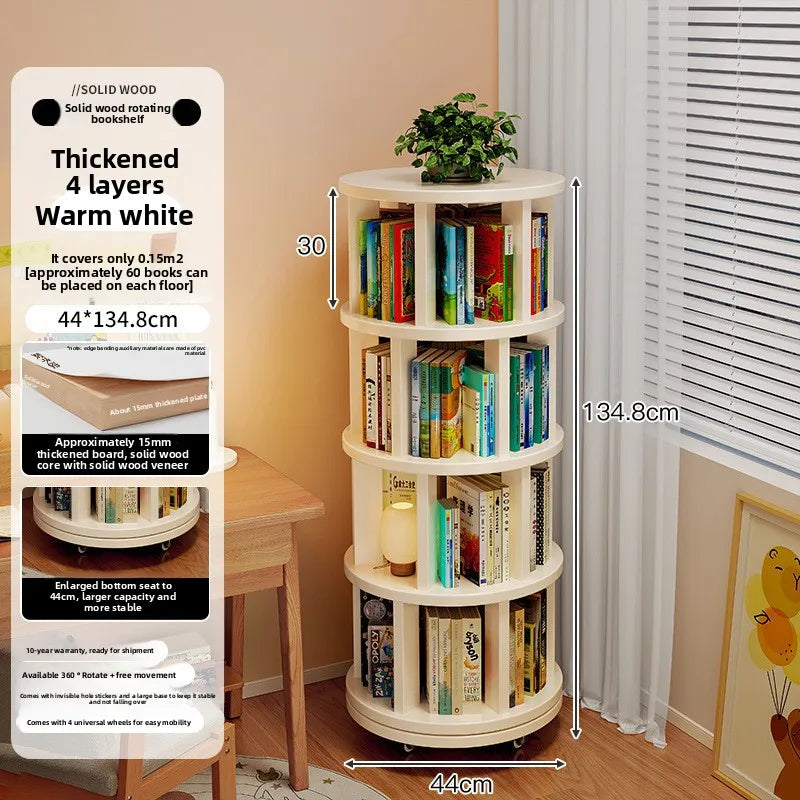 Solid Wood Rotating Bookshelf