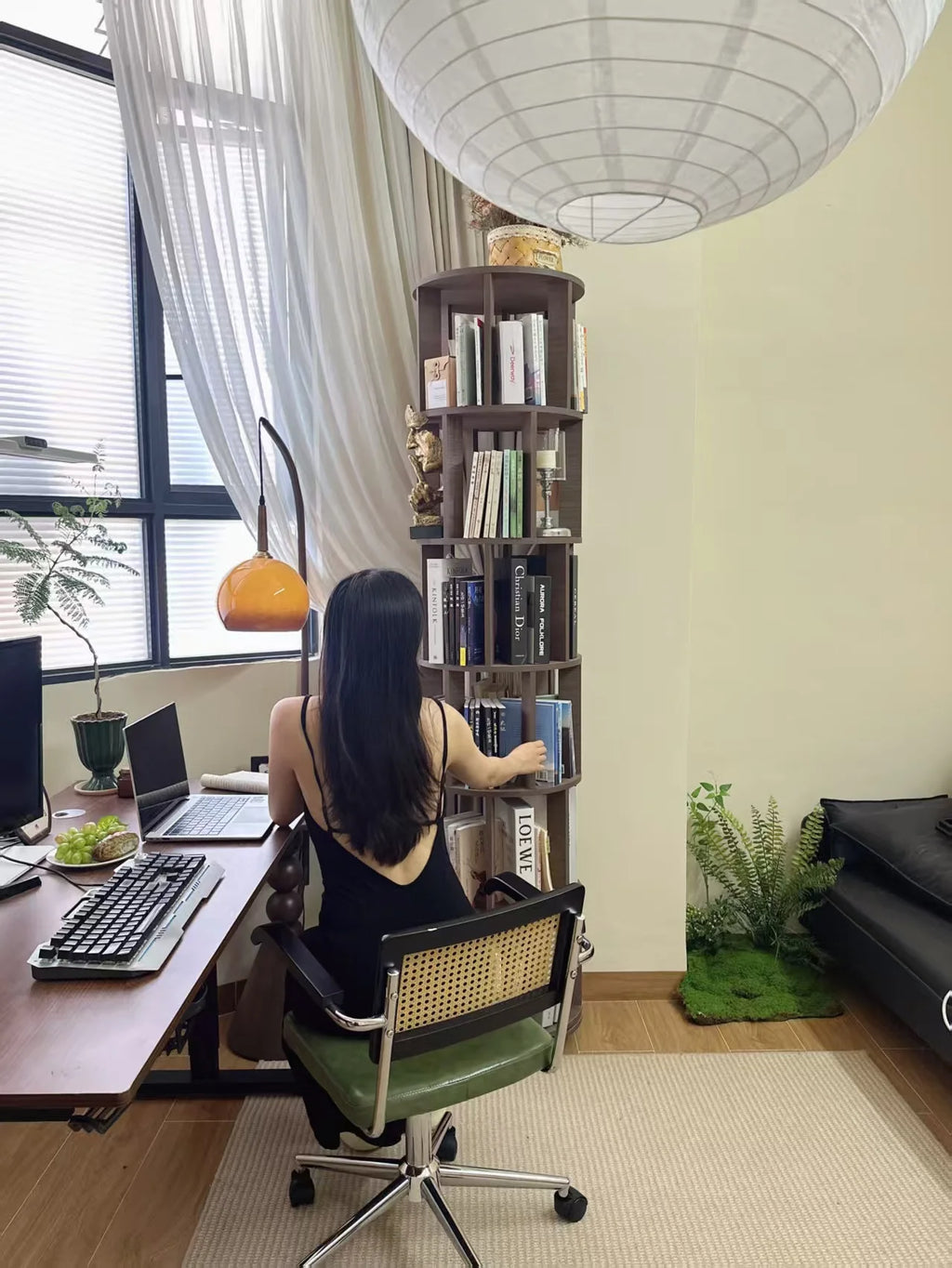 Solid Wood Rotating Bookshelf