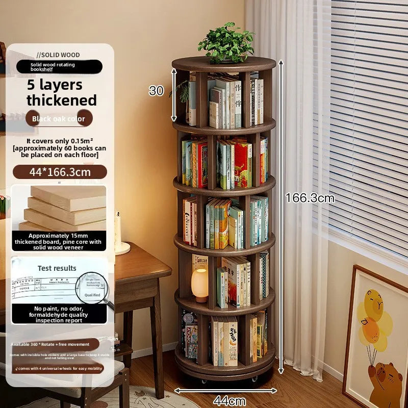 Solid Wood Rotating Bookshelf