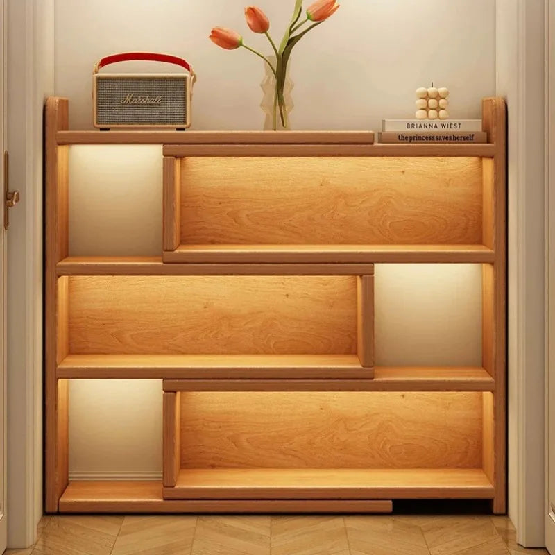 Solid Wood Bookshelf -Corner Storage Cabinet with Wall-Mounted Design Space-Saving Bookcase for Kids Study&Home Office Organizer