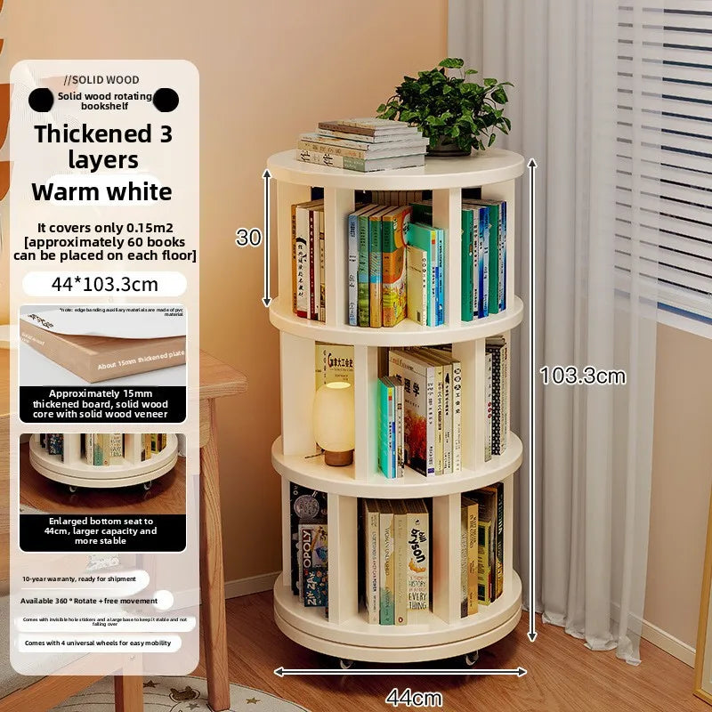 Solid Wood Rotating Bookshelf