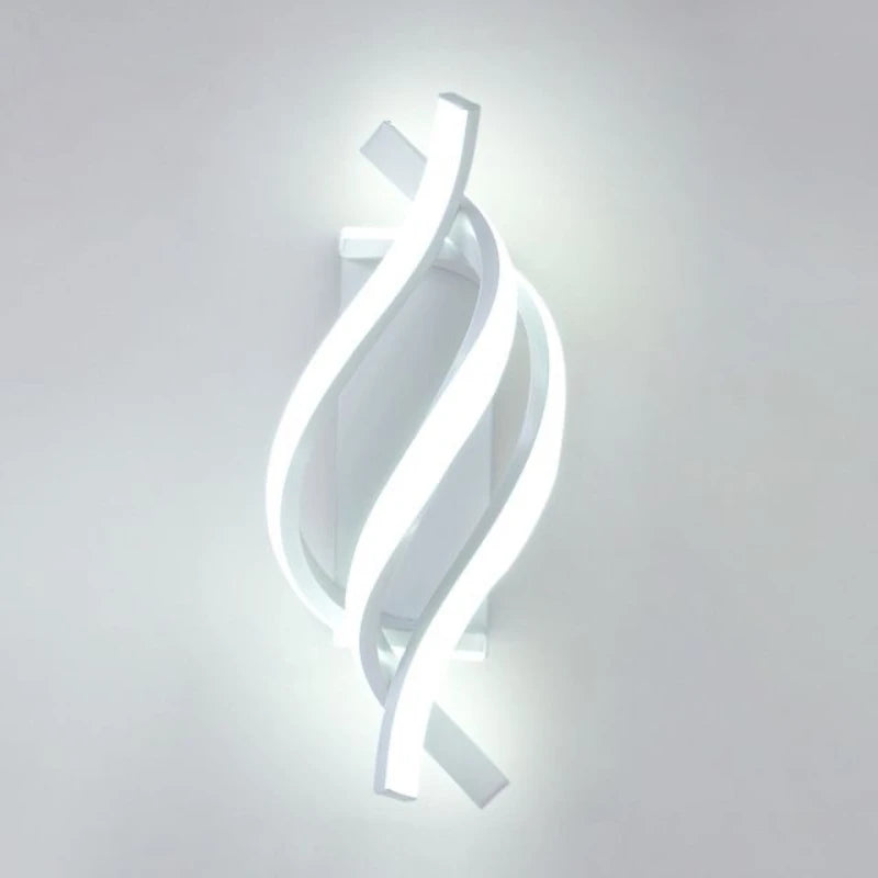Curved Spiral Design LED Wall Lamp for Bedroom Bedside Corridor Living Room Staircase Corridor Lighting Fixture Home Decor Light