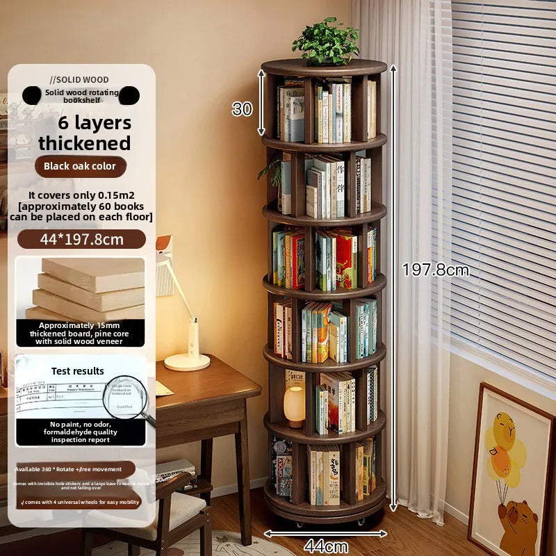 Solid Wood Rotating Bookshelf