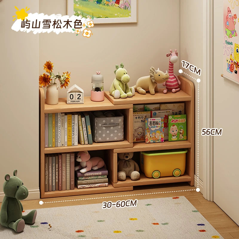 Solid Wood Bookshelf -Corner Storage Cabinet with Wall-Mounted Design Space-Saving Bookcase for Kids Study&Home Office Organizer