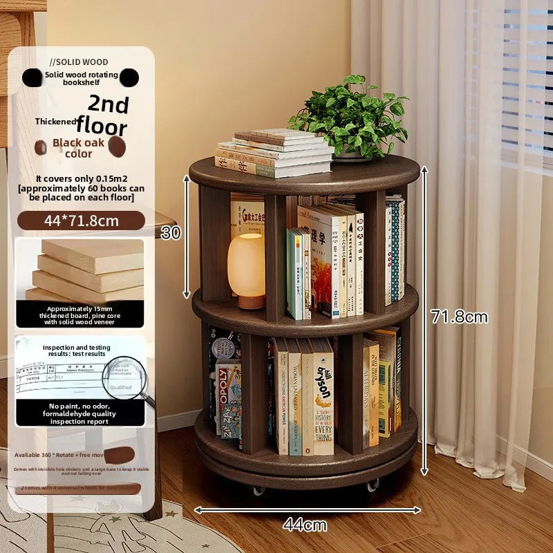 Solid Wood Rotating Bookshelf