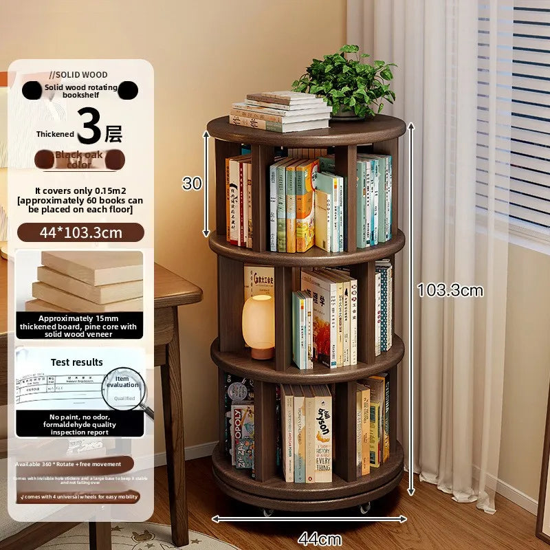 Solid Wood Rotating Bookshelf