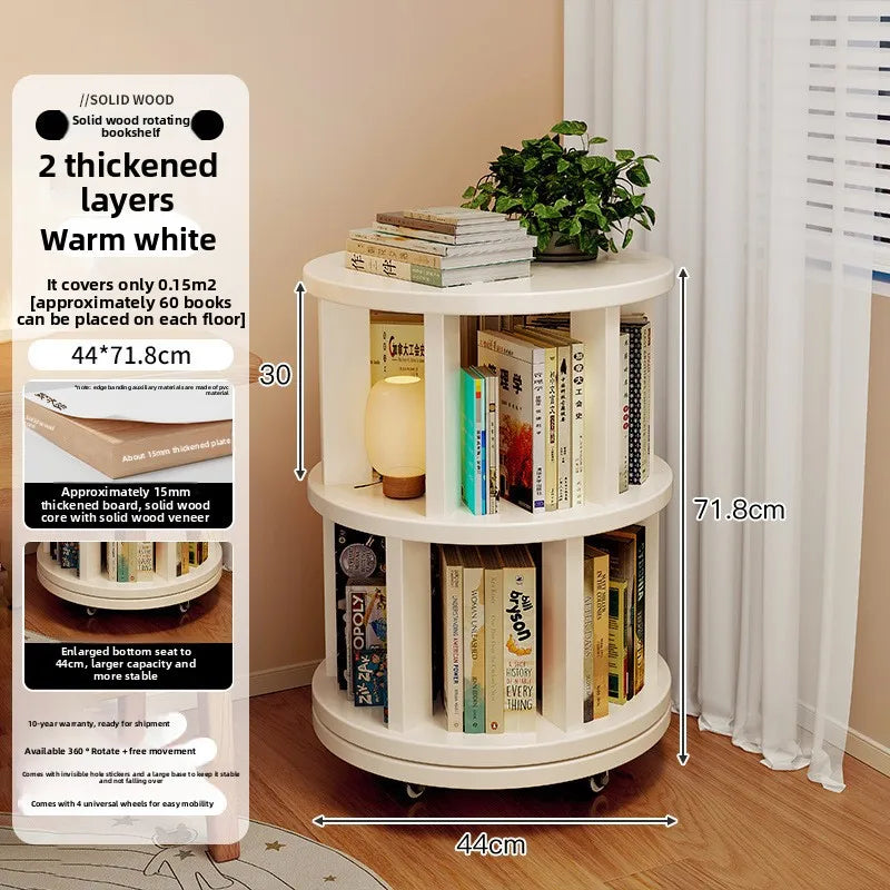 Solid Wood Rotating Bookshelf