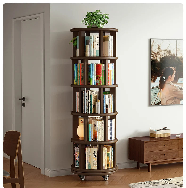 Solid Wood Rotating Bookshelf