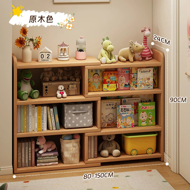 Solid Wood Bookshelf -Corner Storage Cabinet with Wall-Mounted Design Space-Saving Bookcase for Kids Study&Home Office Organizer