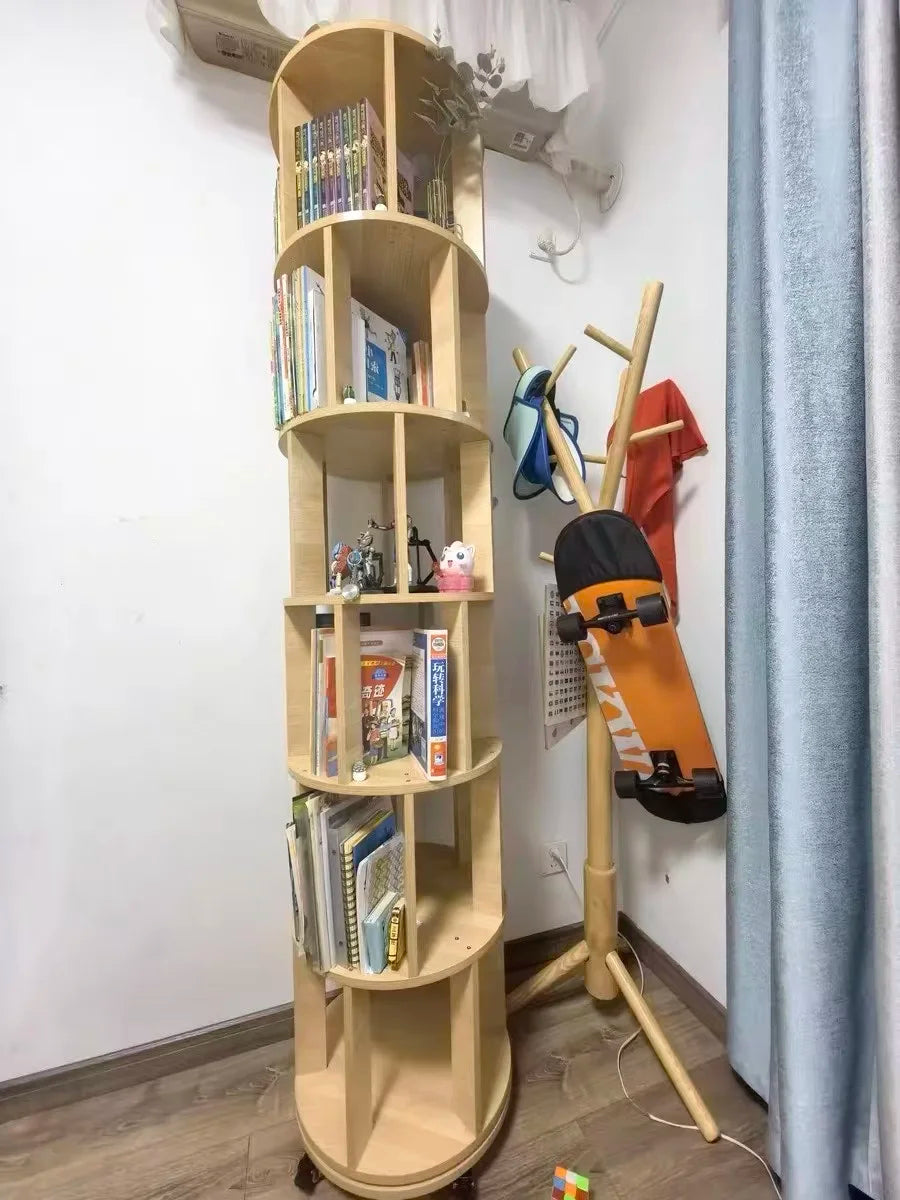 Solid Wood Rotating Bookshelf