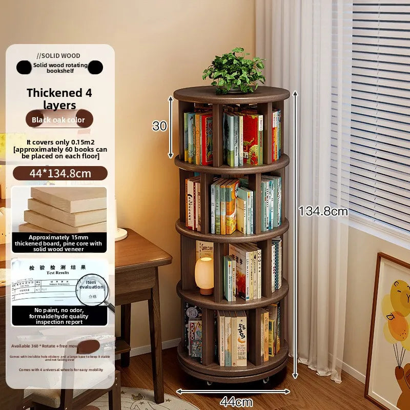 Solid Wood Rotating Bookshelf