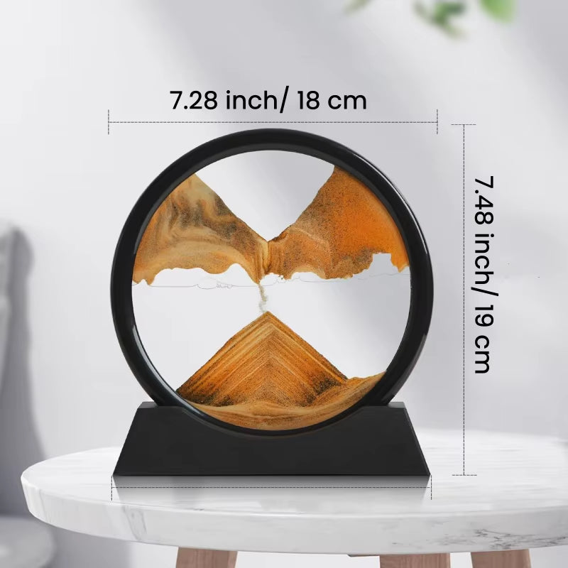 3D Hourglass Quicksand Moving Sand Art Picture round Glass Deep Sea Sandscape Craft Flowing Painting Home Office Work Decor