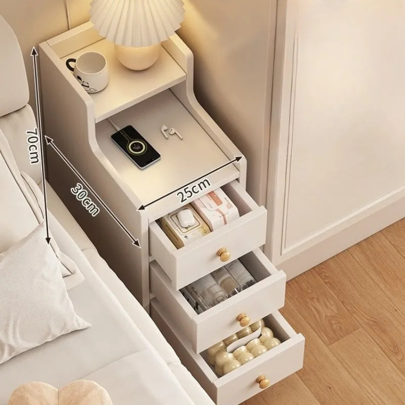 Bedside Table Household Bedroom Extremely Narrow Bedside Seam Rack 20CM Wide Mini Narrow Cabinet Bedside Side Low Cabinet